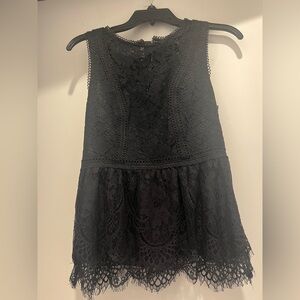 White House Black Market Black Lace Peplum Blouse
